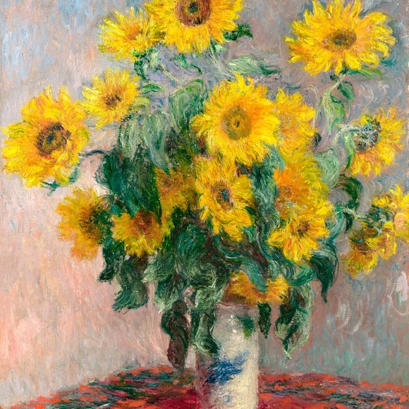 Pack of 5 folded cards Sunflowers Claude Monet with envelopes, thank you card - Picture 2 of 5